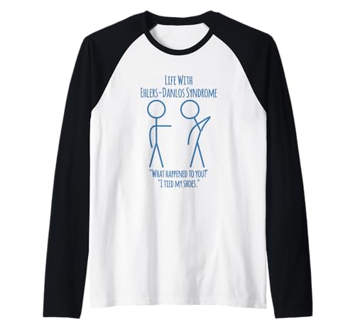 I Tied My Shoes – Ehlers-Danlos Syndrome Humor Stick Figure Raglan Baseball Tee