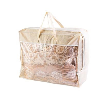 いいはねふとん店 羽毛布団収納袋 キナリ 2枚組 シングル ダブル兼用 通気性の良い不織布製 布団収納 布団袋 収納バッグ 収納ケース 保管袋 ホコリ除け 持ち手付き 透明窓付き 圧縮袋 コンパクト