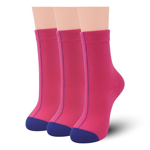 SERISIMPLE Women's Rayon Bamboo Thin Crew Socks Vivid Color Dress Casual Super Soft Wide Fun Stretchy 3 Pairs