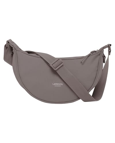 LARKSON Crossbody Bag Damen & Herren Braun - Solveig Small - Umhängetasche im Halbmond Style - Halbrunde Schultertasche - Moon Bag Design - Wasserabweisend