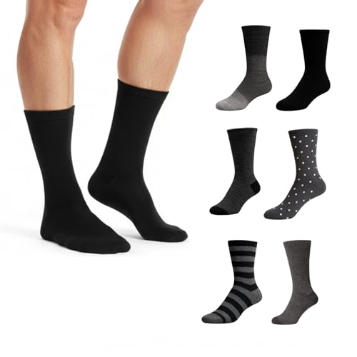 Men's Crew Socks 6-Pack Moisture-Wicking Mid-Calf 9-11