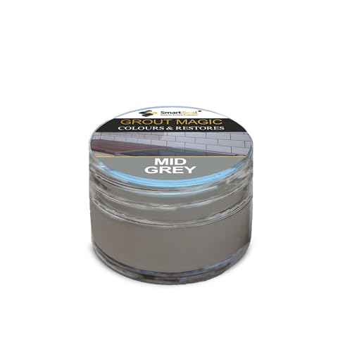 Smartseal Grout Magic – Mid Grey, 20ml – Professional Reviver & Colour Restorer – Long-Lasting Sealer Superior to Grout Pens & Paint – 15-Year Durability