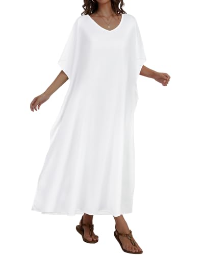 Image of Kaftan Dresses for Women V Neck Caftan Batwing Sleeve Swimsuit Cover Up