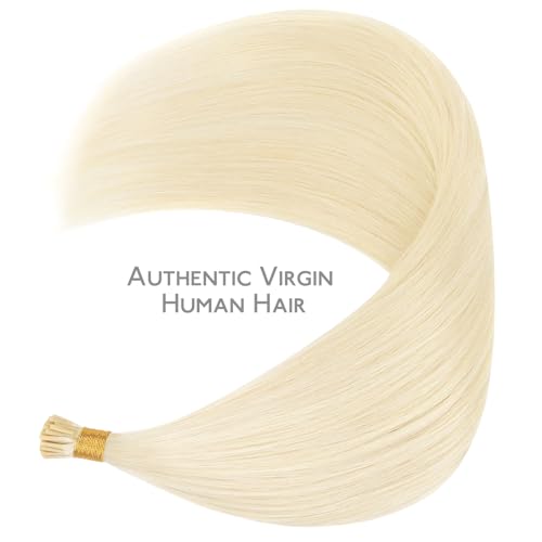 Image of WENNALIFE I Tip Hair Extensions Human Hair, 50g 50s 18 Inch Platinum Blonde Remy Itip Human Hair Extensions Invisible Itips Straight I Tips Fusion Extensions Real Human Hair