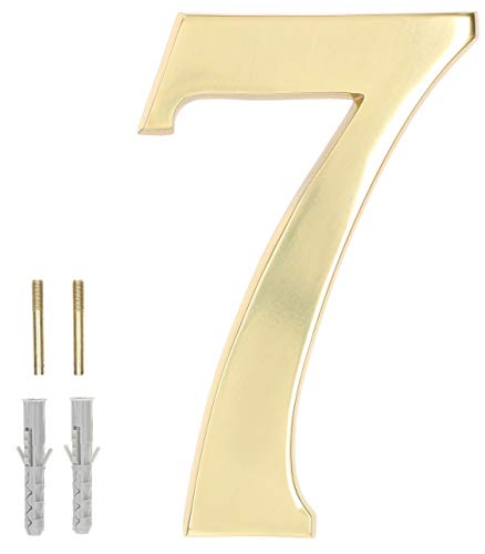 KOTARBAU® - Numero civico 3D 7 in ottone, 20 cm, per abitazioni, alberghi, appartamenti, 100% ottone