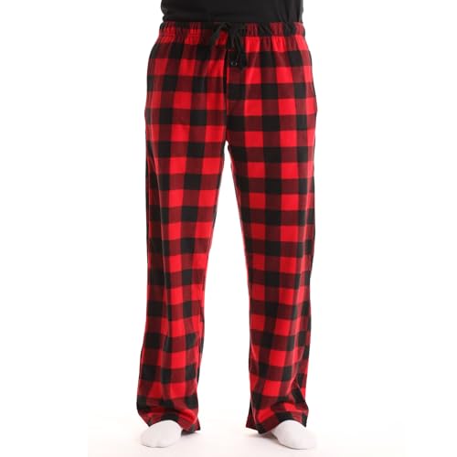 #FollowMe 45902-1A-M Polar Fleece Pajama Pants for Men/Sleepwear/PJs, Red Buffalo Plaid, Medium