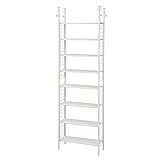 山善(YAMAZEN) フリーラック (突っ張り) スリム 幅63×奥行25×高さ209-282cm 棚板耐荷重10kg 棚板の高さが変えられる 壁面収納 本棚 組立品 ホワイト STR-608(WH/WH)