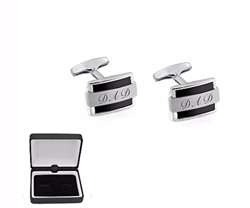 Mancornas personalizadas plateadas con acento negro miniatura 1