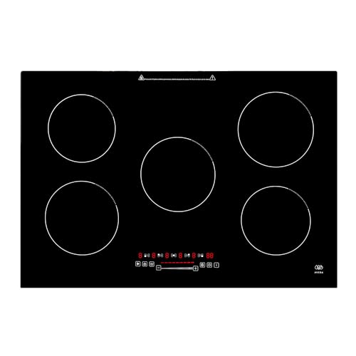 Opiniones y reviews de Estufa Electrica Precio del mes. 45 AVERA Parrilla eléctrica de inducción 5 quemadores, Función Booster 7621 a 10200 W, Superficie de vitrocerámico 77 cm, 220 V, 9 niveles de temperatura, Temporizador 99 min,...