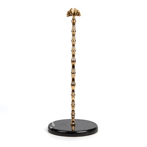 Y Luxe Gingko Black-Gold Marble Countertop Paper Towel Holder - Elegant Kitchen/Bathroom Accessory -Standing Paper Towel Holder, Kitchen Paper Towel Roll Holder- for Bathroom Kitchen Countertop