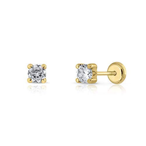 ROSA DI MANUELPendientes Oro de Ley Certificado/Niña/Mujer. Cierre de seguridad a rosca. Medida 4 mm. (4-6282)