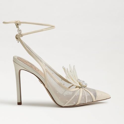 Sam Edelman Aura Pearl Ivory Tie Up Pointed Toe Stiletto Heeled Dress Sandals2