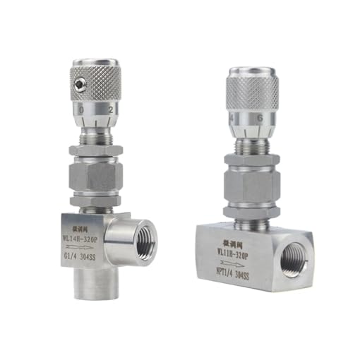 Válvula de aguja para evitar fugas y regular flujo, codo 90° acero inoxidable G 1/4 2
