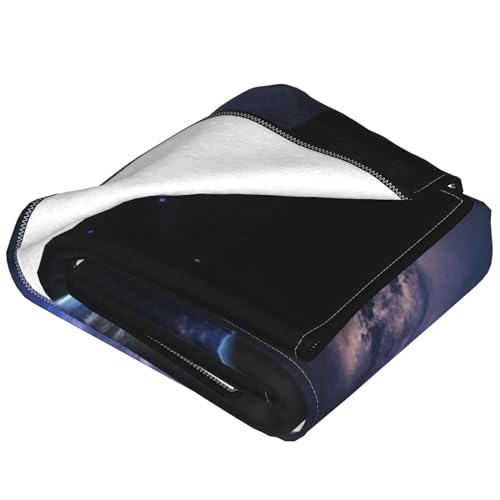 Couverture micro polaire terre et lune, cadeau chaleureux pour le lit