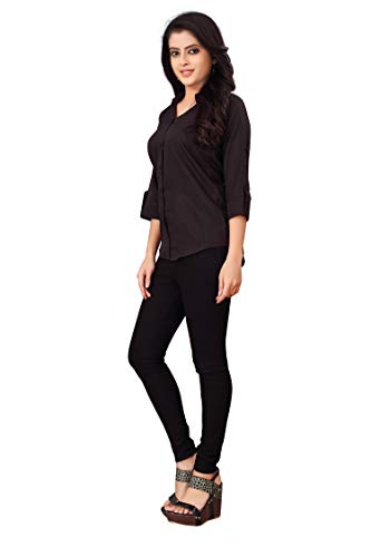 Image of DHRUVI Trendz Women's Solid Crepe Regular Fit Shirt