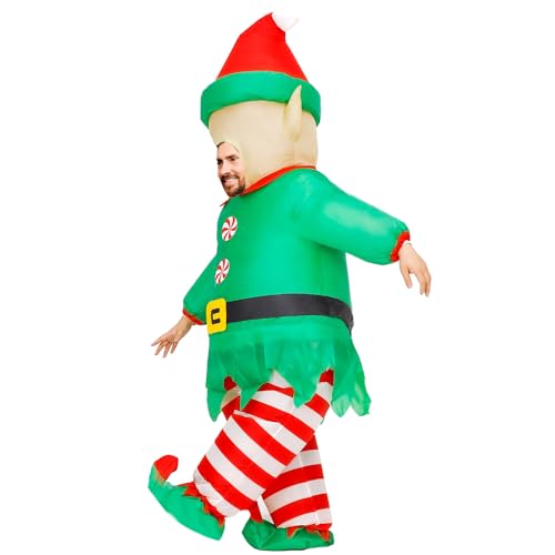 Inflatable Christmas Costume for Adult Blow up Santa Claus Elf Snowman Ginger Bread Man Costum Xmas Funny Fancy Dress