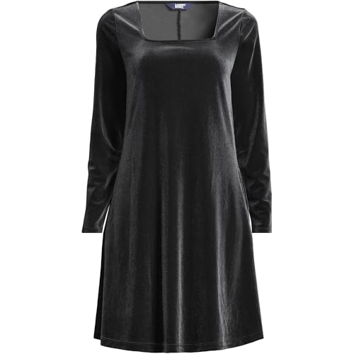 Lands' End Women's Knit Velvet Square Neck Dress3