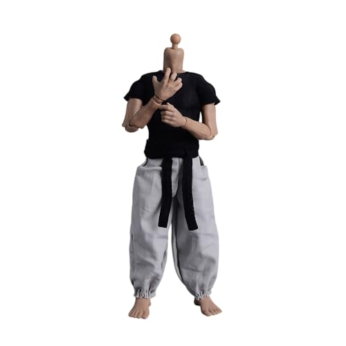 Fremego 1/12 Scale Male Clothes,Men's Tight Short Sleeves Pant Warrior Combat Suit Sport Clothing for 6inch Action Figure Body (Black Tops+Black...