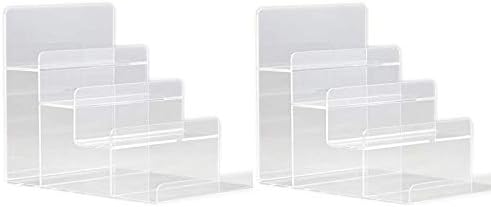 Acrylic Wallet Display Stand Holder Acrylic Jewelry Display Riser Shelf Showcase Fixtures (2pcs 4-tier)
