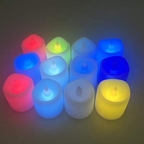Image of K D 24 Pcs LED Multi Tea Light Candles | Flameless & Smokeless | Decorative Acrylic Candle Home Decor, Deepawali, Diwali Decor, Navratri, Gifting, Festival Decoration (Candle Multi Pack of 24)