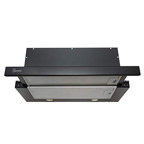 Gurari Einbau Dunstabzugshaube 60cm Schwarz,Flachschirmhaube,Schwarz,Einbauhaube,3 Stufen, 1000m³/h,Einbauhaube,Ablufthaube,Umlufthaube,Abzugshaube, Premium Marke,BITTE MAßANGABEN BEACHTEN Cover
