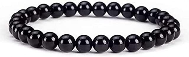 YONKU 6mm - Small, Medium, Large Sizes -Black Tourmaline Beaded Yoga Chakra Bracelets For Women, Men, and Teens - Round Beads 7" Beaded Yoga Chakra Bracelet YO-BRACE-4697