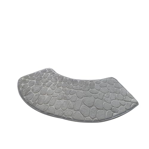 Non-Slip Curved Shower Mat - Soft Absorbent Bath Mat for Corner Shower - Grey Bathroom rug Ideal for Bathtubs And Wet Floors Comfort & Safety Design