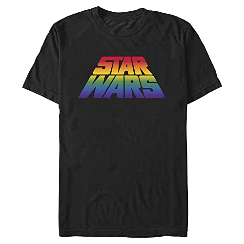 T-Shirt Homme Star Wars Logo Arc-en-Ciel en Coton Noir
