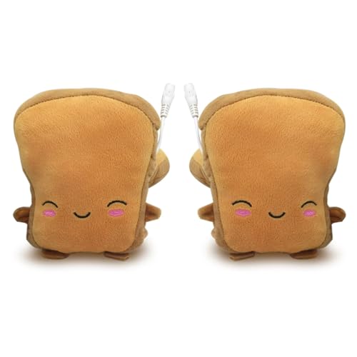 Weistiy USB Hand Warmers, Cute Toast Fingerless USB Heating Gloves, Soft Half Wearable 5V USB Powered Heated Hand Warmer Gloves, Gift for Women Girls Children