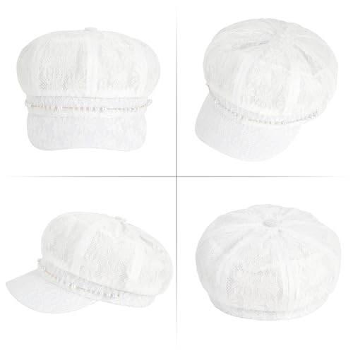 Gorra de mujer estilo newsboy en mezcla de algodón y encaje miniatura 4
