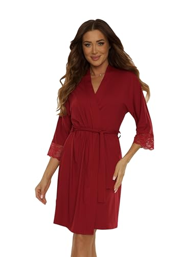 Robe de chambre élégante Selente en fine viscose et dentelle chic de fabrication européenne