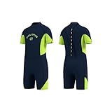 Goldfin Kids Wetsuit for Boys, 3mm Shorty Wetsuit for Kids Neoprene Back Zipper Wet Suits for Water Sports Surfing Swimming Snorkeling Diving Green Size 6