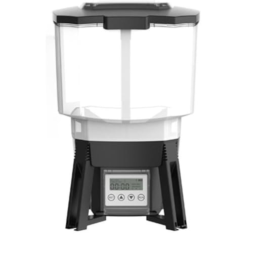 「FLYKING」電動フィッシュフードディスペンサー、ソーラー自動魚フィーダー、120°分散給餌設計、スマートタイマー、屋内屋外魚のいる池用 (CFF-212)