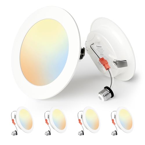 Ensenior 4 Inch LED Can Lights 4 Pack Dimmable Retrofit Led Recessed Lighting 5CCT Adjustable Color Temperature (2700K-5000K) 7W=77W 700LM IC & Damp Rated ETL&FCC Certified