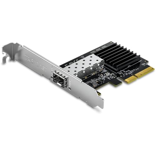 Image of TRENDnet 10 Gigabit PCIe SFP+ Network Adapter, TEG-10GECSFP, Convert A PCIe Slot Into A 10G SFP+ Port, NDAA & TAA Compliant, 802.1Q, Standard & Low-Profile Brackets Included, Windows Compatible,Black