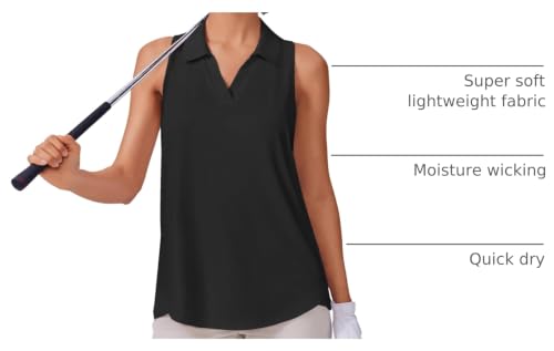 Image of PINSPARK Womens Golf Shirt UPF 50+ Sleeveless Collared Shirts Quick Dry Tennis Polo V-Neck Racerback Athletic Workout Tank