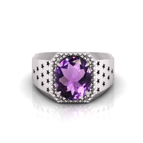 Bague améthyste réglable en plaqué argent, le cadeau mixte parfait