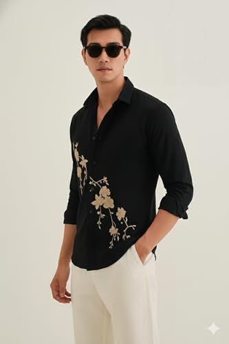 Image of Lymio Men Shirt | Premium Embroidered Shirt for Men | Long Sleeve Slim Fit Casual Shirts for Men | Trendy Wedding & Festive Ready (Packs Also Available) (01-04)