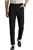 GINGTTO Black Dress Pants for Men Slim Fit Stretch Chinos for Men Fashion(Black Plain,42)