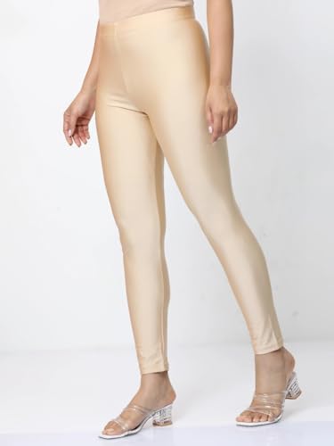 Image of Women's Nylon Shimmer Leggings | Ankle Length | Slim Fit | Stretchable Spandex Leggings | Shiny Finish | Casual Wear & Special Occasion