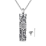 Fryneauy Sunflower Urn Necklace Cylinder Bar Urn Necklace for Ashes 925 Sterling Silver Pendant Neck