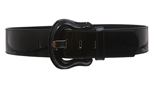 beltiscool Women's Western High Waist Wide Patent Fashion Plain Leather Belt