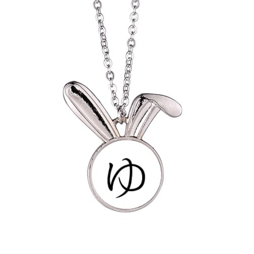 Collier lapin Hiragana YU en argent massif aux finitions artisanales