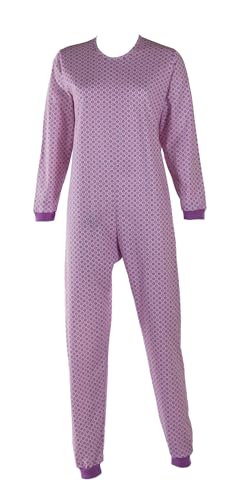 Confezioni_Emy Pigiama Intero Donna - Uomo - Unisex Pigiama Sanitario per Anziani con Cerniera Posteriore Intero Anziano in Cotone 100% Taglia L - Circle Rosa