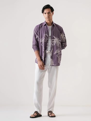 Image of Pinkmint Men Printed Cambric Cotton Shirt |Stylish Designer| Lightweight Summer Wear| Regular Fit Shirt for Men (Available in Plus Size)