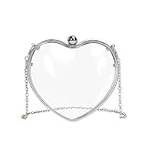 JAMBHALA Women Clear Acrylic Clutch Bag Mini Heart Handbag Evening Pouch with Detechable Chain (silv