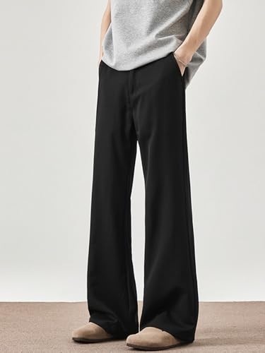 Men's Drop Slight Flare Dress Pants Straight Office Casual Trousers Pants for Men3