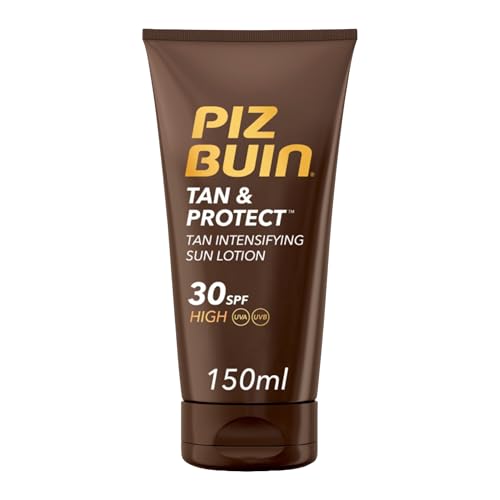 PIZ BUIN Protector Solar en Loción Antioxidante, para todos los tonos, SPF30, Tan & Protect Intensificador de Bronceado de Protección Alta, con Protección UVA/UVB y Fórmula No Grasa, 150 ml