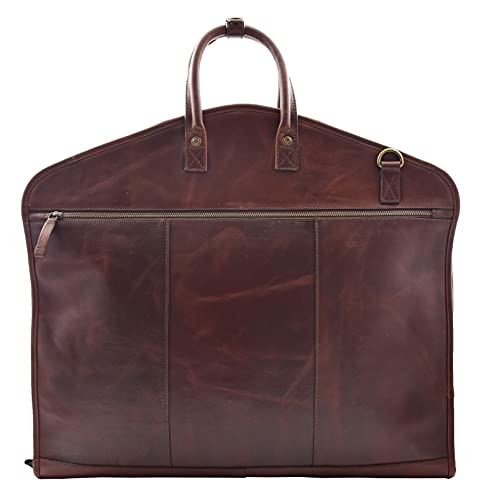 Real Leather Suit Carrier Large Capacity Travel Garment Bag Oxford Brown2