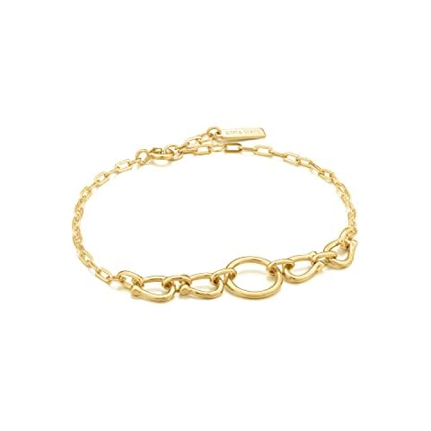 ANIA HAIE 925 Sterling Silver Bold Striking Horseshoe Link Bangle Bracelet, 14kt Gold Plated Cover